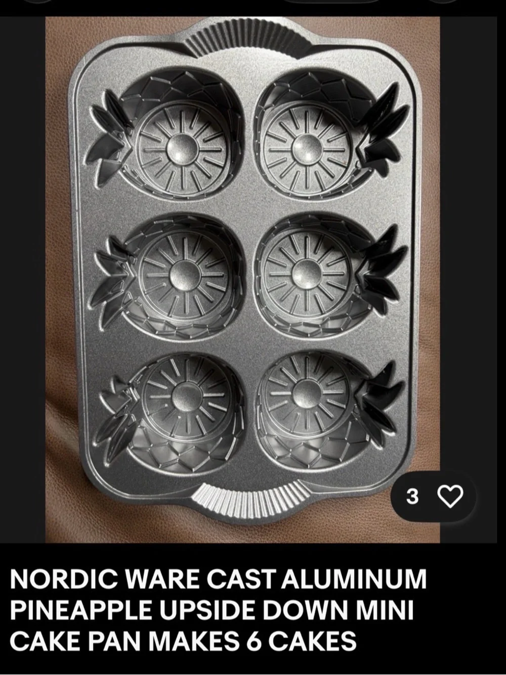 Nordic Ware Mini Pineapple Upside Down Cake Pan Platinum Collection